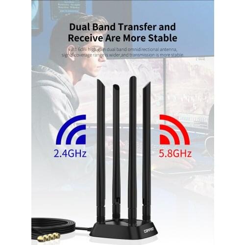 Wifi External Antenna Magnetic Base For Intel AX200 Wifi Card Dual Band 120CM High Gain Antenna For Desktop PCIe Adapter Router