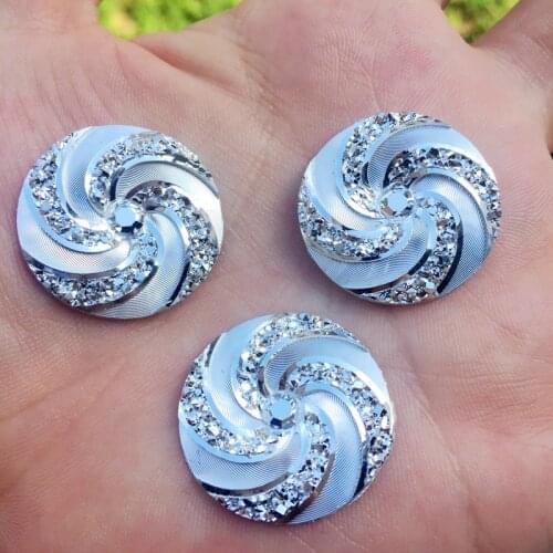 YUSDTSHA 60pcs 25mm Resin circle Flower Design Rhinestone, Flat back strass Art Beads Decorate DIY -E905*5