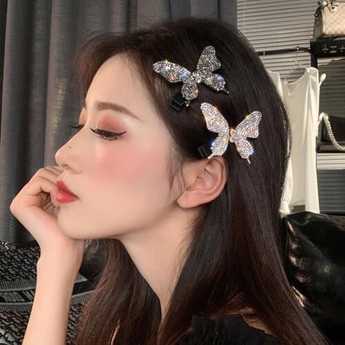 Korean Rhinestone Butterfly Hair Clip Fashion Shiny Clip Hair Accessories for Women