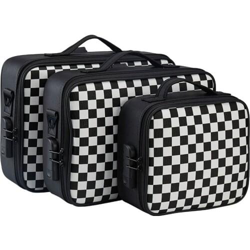 Women Travel Cosmetic Box Code Lock Makeup Bag PU Leather Professional Make up Storage Organizer Large Capacity Beauty Case New