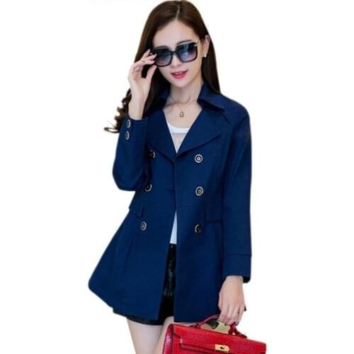 Spring Autumn Casual Trench Coat for Women 2019 Plus Size 4XL Europe Double-breasted Windbreaker Female Outerwear Coats AA801