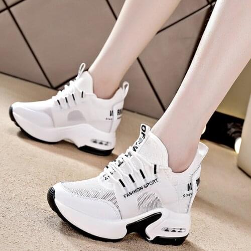 Womans Sneakers Height Increasing Breathable Female Vulcanized Shoes Mesh Casual Thick Bottom Ladies Platform Fashion Footwear