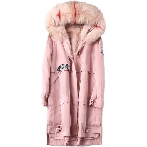 Real Female Rabbit Liner Raccoon Dog Fur Collar Autumn Winter Coat Women Clothes 2020 Korean Vintage Parka ZT4213