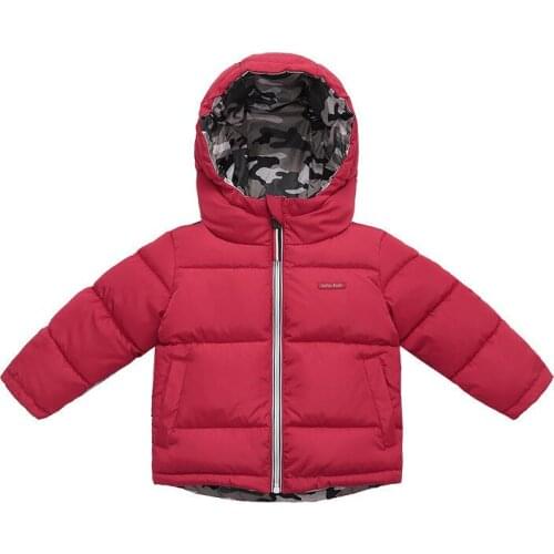 Winter Boys Down Jackets Hooded Outerwear Girls Warm Thick Jacket Kids Zipper Coat Baby Outerwear Children Reversible Jacket