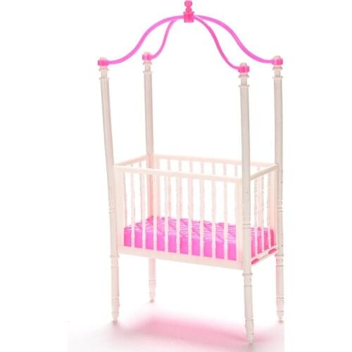 1 Set Plastic Small Sweet Baby Crib For Girls Doll Furniture For 1/12 Kelly Dolls Baby Bed Doll Accessories