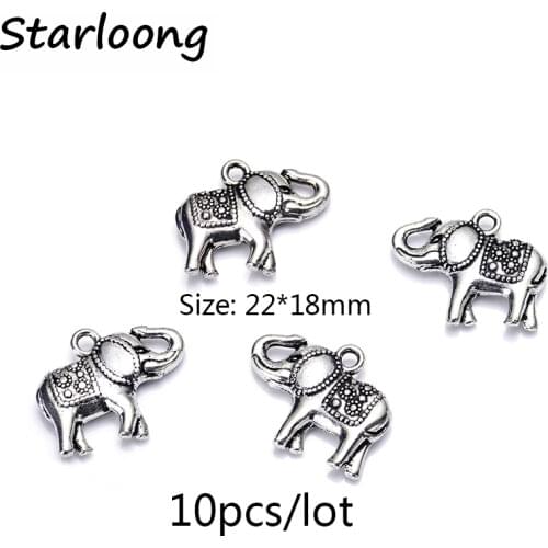 10pcs/lot antique vintage silver plated zinc alloy cute elephant little charm pendants DIY Jewelry making for bracelet necklace