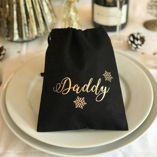10pcs/lot Personalized Name Family Christmas Sack Drawstring Bag New Year Custom Christmas Tree Decorations Kids Present Bags