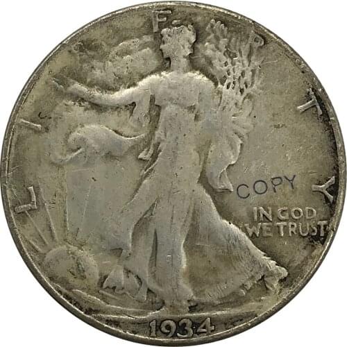 1934 United States Walking Liberty Half Dollar Cupronickel Plated Silver Collectibles Copy Coin