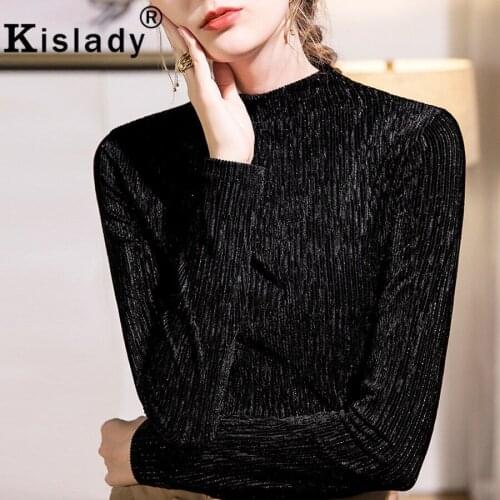 2020 Winter Fall Womens Long Sleeve Gothic Shirts Sexy Patchwork Harajuku OL Turtleneck Clothes Plus Size Pleuche Solid Shirts