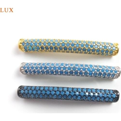 5pcs Dainty linellae CZ Pendant Necklaces For Women Double hole connector Curved Bar Pendant Blue Pendant Jewelry Birthday Gift