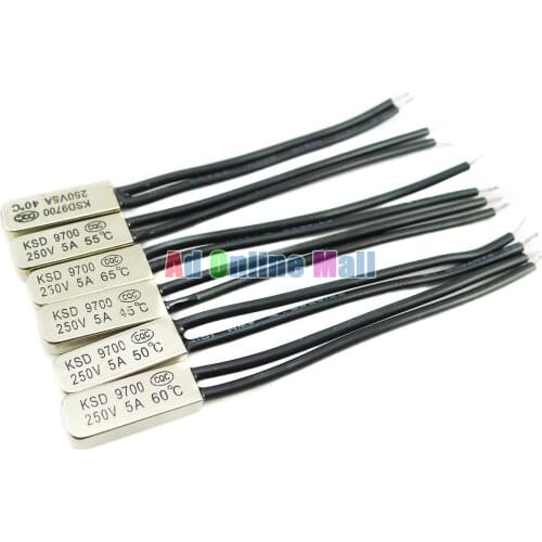 6PCS/LOT KSD9700 5A250V 40,45,50,55,60,65 Degree Celsius (N.C.) Thermostat Kit Temperature Switch