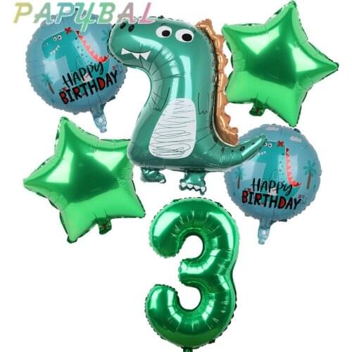 7pcs/lot Dinosaur Party Balloon 1 2 3 4 5 6 7 8 9 Years Birthday Party Ballons Kids Birthday Party Decorations Jungle Supplies