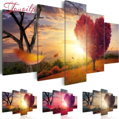 TOUOILP Full Square/Round Drill DIY 5pcs Diamond Painting"Love tree Sunset view"Embroidery Cross Stitch 5D Home Decor Gift