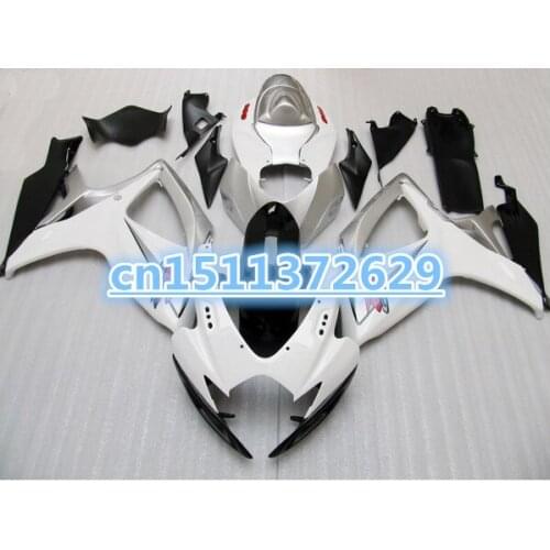 White Silver full Injection mold Fairing for A GSXR600 750 GSXR600 GSXR750 GSX-R600 750 K6 06 07 2006 2007 body kit-Dor
