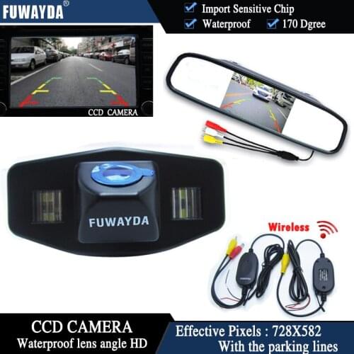 FUWAYDA wireless car rearview backup parking camera CCD HD+car monitor mirror TFT LCD for Honda Accord Pilot Civic Odyssey Acura
