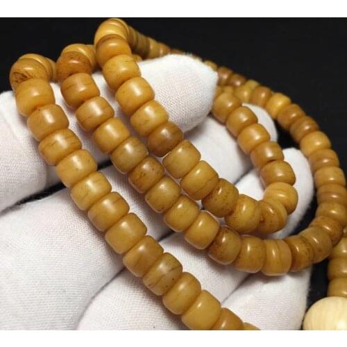 Buddhist Bone Rosary in Tibet Weathered pattern of old oil lubricated slurry feeder tee necklace chain bijoux homme bijou femme