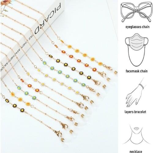 Fashion Eyeglasses Chains For Women Anti-Lost Mask Chain Lovely Daisy Sunglasses Reading Glasses Lanyard Holder Eyewear Jewelry