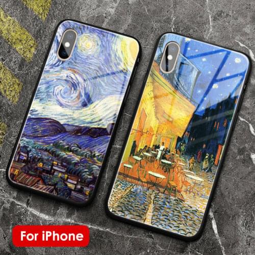 Vincent Van Gogh Gallery tempered glass soft silicone phone case shell for iPhone SE 6 6s 7 8 Plus X XR XS 11 PRO 12 mini MAX