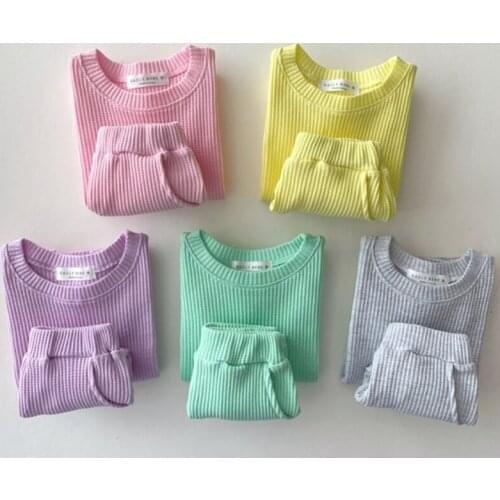 Kids Clothes Girls Children Boys Korean Style Candy Pure Color Clothing Sets 2021 Summer T shirts+ Shorts Fashion Baby Bodysuits