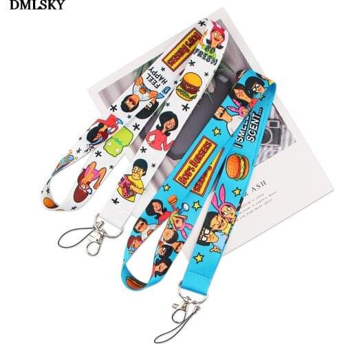 DMLSKY Bob and Tina Cartoon Lanyard Keychain Lanyards for keys Badge ID Mobile Phone Rope Neck Straps Accessories Gifts M4644