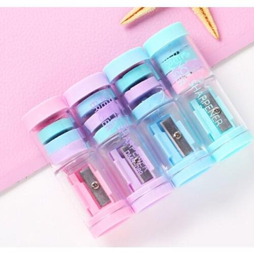 Labor saving Pencil Sharpener With 4pcs Erasers Cute Hand held Manual plastic Pencil Sharpener pencil sharpening for student