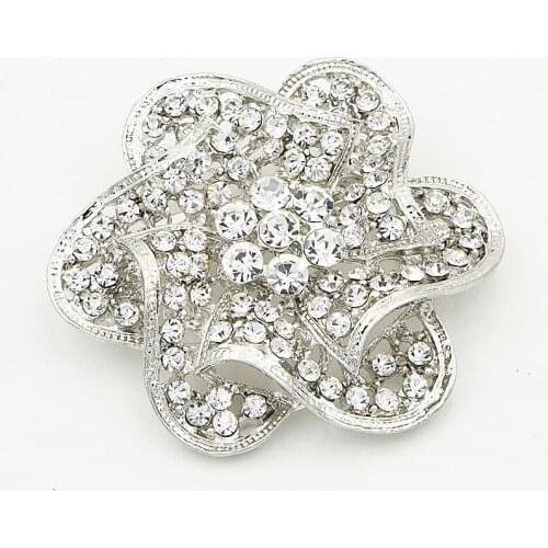 DHL FEDEX EXPRESS SHIPPING Cheap Wholesale Rhodium Plated Stunning Round Rose Flower Wedding Bridal Bouquet Brooch Pins