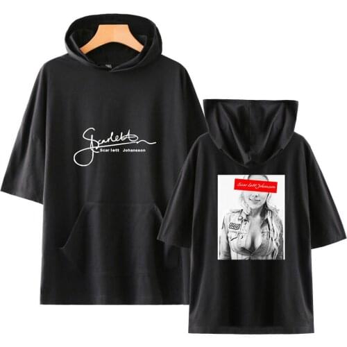 T shirts men Scarlett Johansson star printed t-shirt Hooded collar casual Harajuku style tshirt streetwear tops stranger things