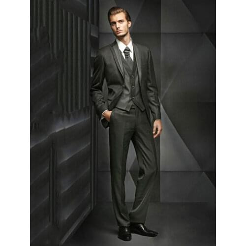 Italian Grey Men Wedding Suits Pants Evening Party Groom Tuxedos Best Man Blazers Slim Fit Terno Masculino Costume Homme 3Piece
