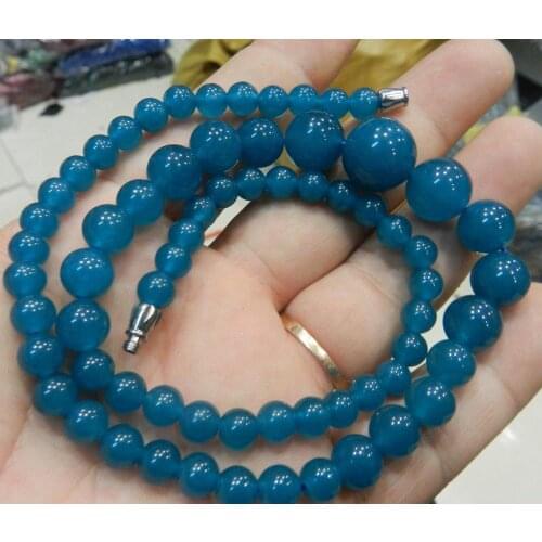 Beautiful! Natural 6-14mm apatite Round Beads Necklace 18 "AAA