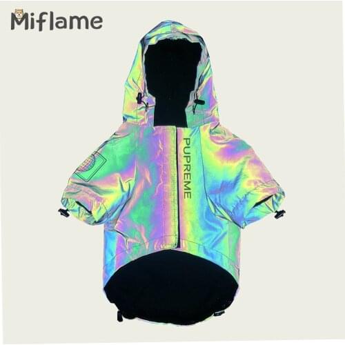Miflame Flashing Dog Raincoat For Dogs Clothes Fashion Dog Hoodies Windbreaker Reflective Clothing For Small Large Dogs Jacket