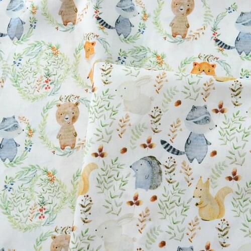 Cartoon Cute Animals 100% Cotton Fabric for Boy Clothes Hometextile Cushion Cover Face Mask Scarf Needlework DIY