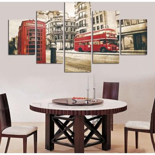 Diy 5d square/round diamond painting 5 Pieces Red Bus Telephone Booth City Street View diamond embroidery full display WW057