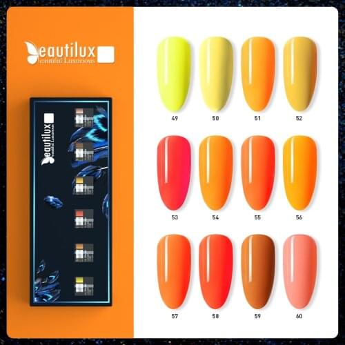Beautilux Nail Gel Polish Kit Summer Yellow Orange Color Collection Neon Nails Art Gels Varnish Set UV LED Lacquer Lot 10mlx6pcs