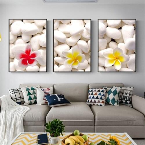 Nordic Posters and Prints Living Room Home Bedroom Decoration Plants White Stone Flower Orchid Zen Art Wall Art Modular Pictures