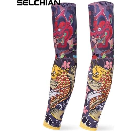 New 1 Pair Cooling Tattoo Sleeves For Cycling Fishing Hiking Sun UV Protective Arm Sleeves Outdoor Sport cuff Arm Cover Warmers