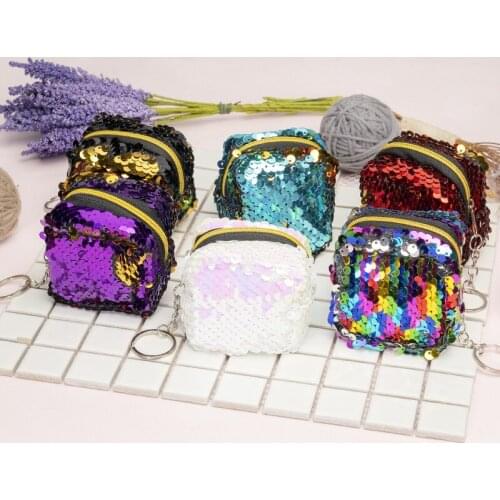 New Fashion Sequins Mini Square Three-dimensional Women Small Coin Purse Key Case Girls Coin Pouch Paillette Wallet Mini Bags