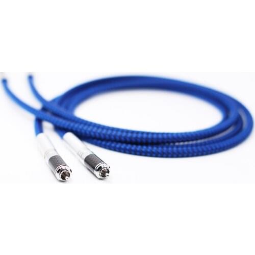 Pair Silver Plate RCA Cable With Carbon Fiber Rhodium Plated RCA Plug Rhodium Plated RCA Audio Cable