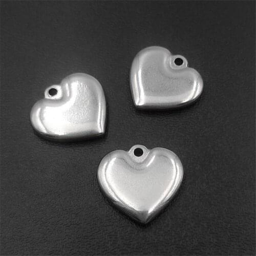 20pcs 15*16*2.8mm Stainless Steel Heart-shaped Pendants Solid Heart-shaped DIY Jewelry Accessories