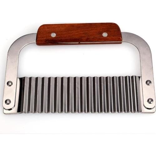 Stainless Steel Crinkle Cutter Garnish Potato vegetable slicer Chip Dough Cutting Tool Hardwood Handle Slicer Decorating Tools