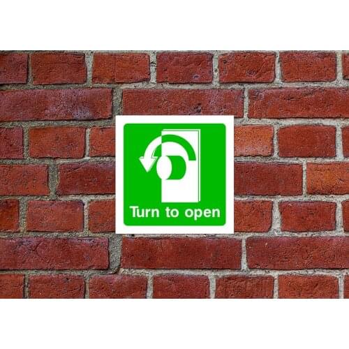 TURN TO OPEN Sign Self Adhesive Vinyl Sticker PVC 2 Sizes