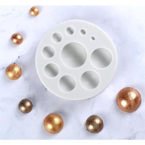 DIY Sugar Craft Round Circle Silicone Mold 3D Bead Chocolate Fondant Mold Candy Clay Mould Christmas Party Cake Decorating Tools