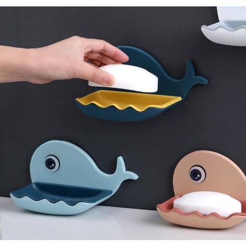 Detachable Whale Soap Hanging Dishes Rack Punch-free Plastic Wall Mounted Draining Storage Soap Holder Box Soap Dish