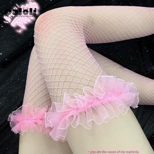 Paloli Chiffon Over Knee Sexy Stocking Suspender High Tube Silk Black White Pink Cute Transparent Lingerie Kawaii Net PureTights