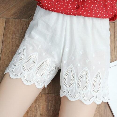 Summer Cotton Women Lace Safety Short Pants Skirt Under Brief Shorts Lady Slips Satin Floral Elastic Shorts