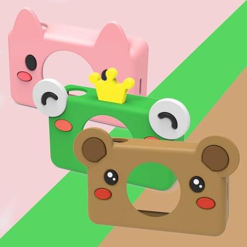 Besegad Cute Cartoon Animal Silicone Protective Case Cover Skin Shell with Lanyard for Children Kids Digital Camera Camcorder