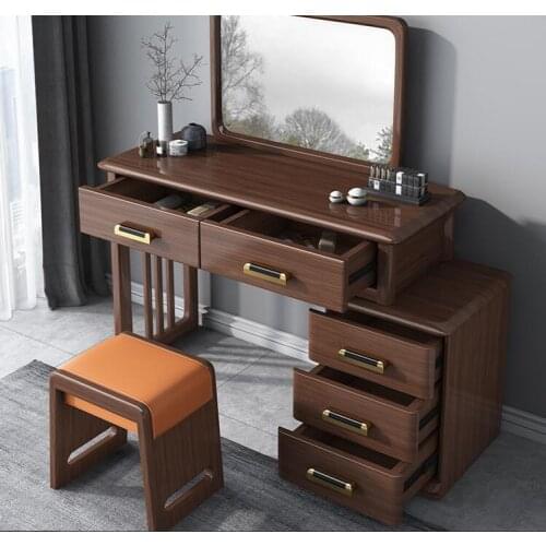 Dressing table Bedroom modern simple solid wood new Chinese style dressing table retractable small dressing table combination