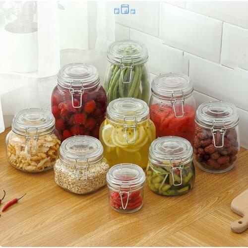 Stainless steel buckle glass can glass bottle with lid storage can food can honey can nuts and grains sealed can