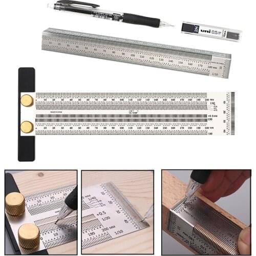 180-400mm Woodworking Scribe T-type Ruler Hole Scribing Ruler Crossed-out Tool Line Drawing Marking Gauge Measuring Tools DIY