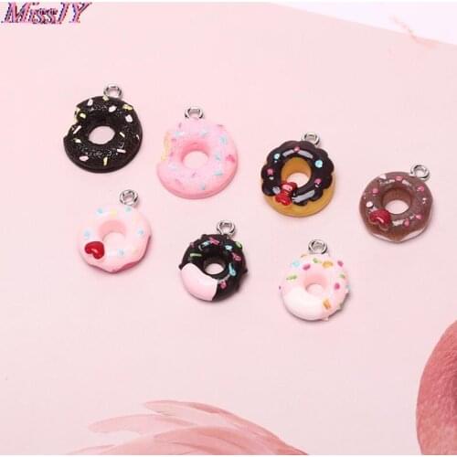 10Pcs/Set Decoration Kawaii Donuts Charms Pendants For DIY Bracelets Necklace Earring Key Chain Jewelry Making
