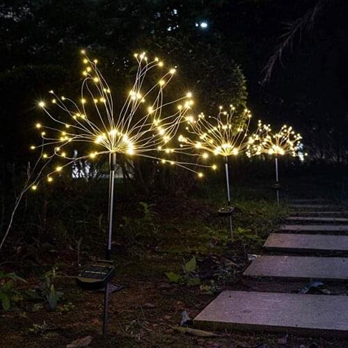90/120/150LED Solar Light Outdoor Grass Globe Dandelion Waterproof Flash String Lights Lawn Firework Lamp Garden Christmas Decor